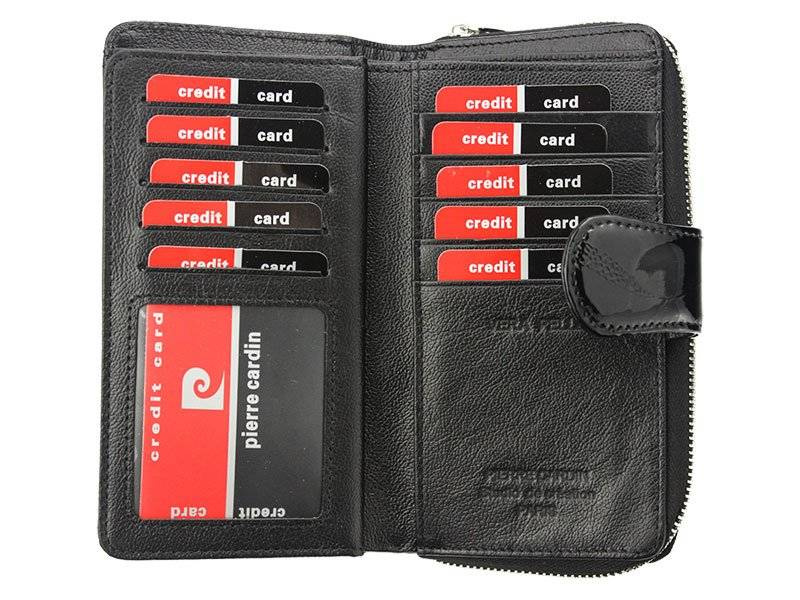 Pionowy, lakierowany portfel damski z opaską na zatrzask - Pierre Cardin - obrazek 4