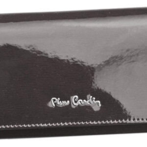 Lakierowany, poziomy portfel damski ze skóry naturalnej - Pierre Cardin