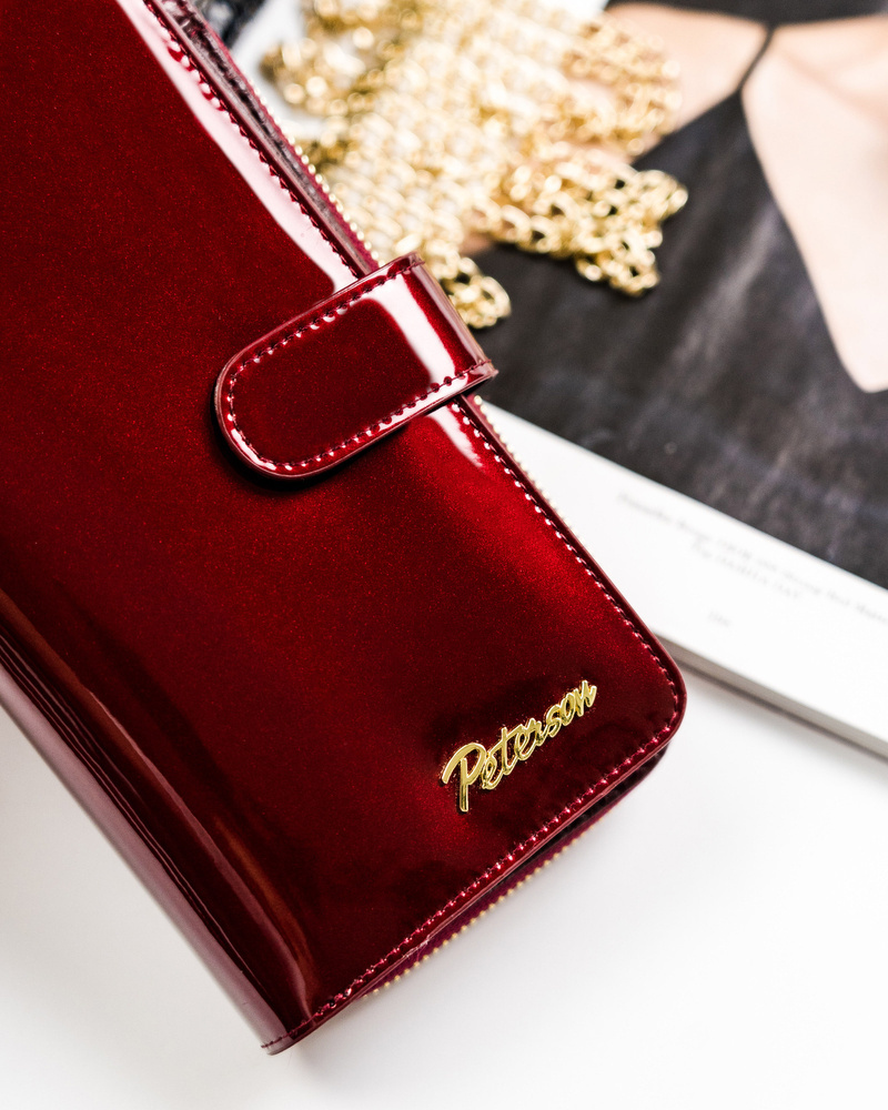 Lakierowany portfel damski na karty RFID - Peterson - obrazek 3