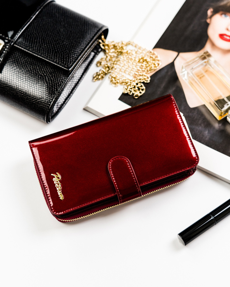 Lakierowany portfel damski na karty RFID - Peterson - obrazek 2