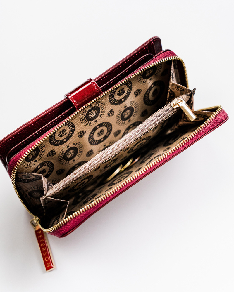 Lakierowany portfel damski na karty RFID - Peterson - obrazek 12