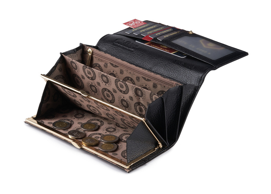 Duży skórzany portfel damski z portmonetką na bigiel RFID - Peterson - obrazek 9