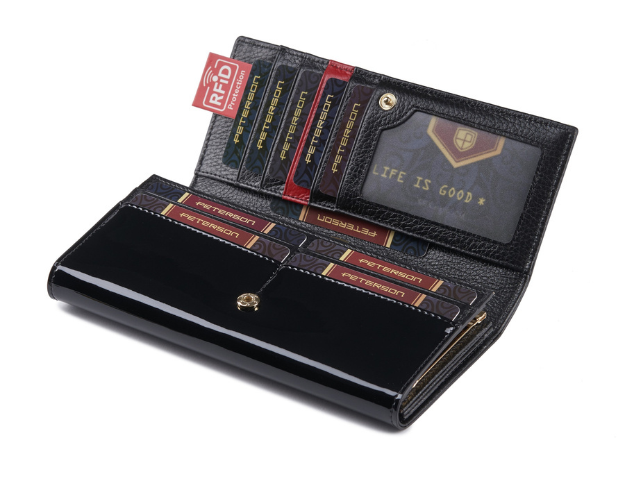 Duży skórzany portfel damski z portmonetką na bigiel RFID - Peterson - obrazek 6