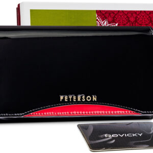 Czarno-czerwony portfel damski skórzany z akcentem - Peterson