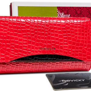 Lakierowany portfel damski ze wzorem skóry krokodyla - Peterson