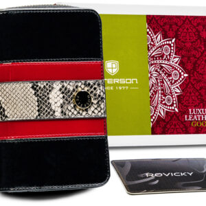 17495_10.jpg Pionowy, skórzany portfel z wężowym wzorem - Peterson