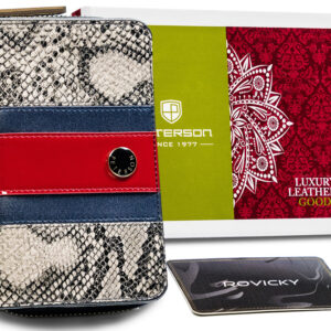 17496_4.jpg Pionowy, skórzany portfel z wężowym wzorem - Peterson