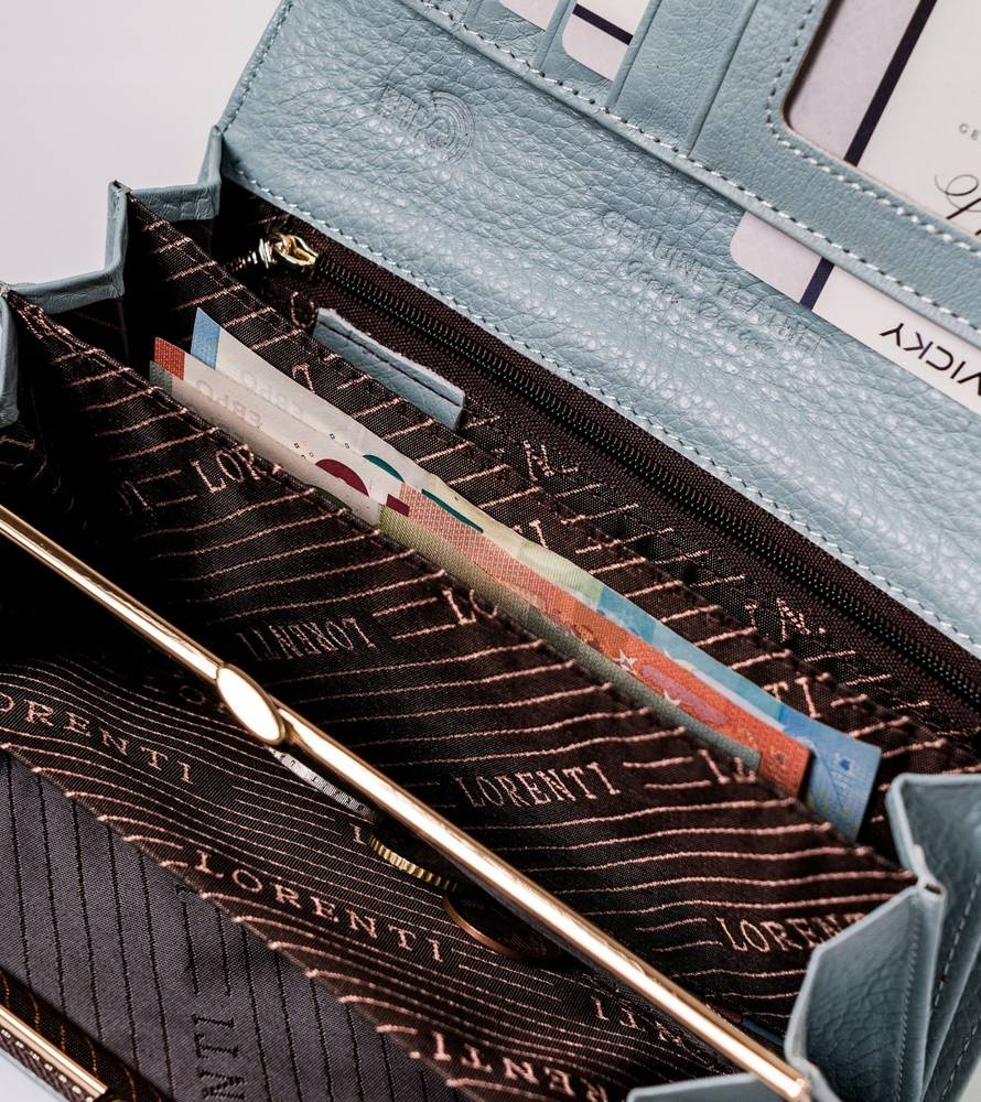 Lakierowany, duży portfel damski ze skóry naturalnej - Lorenti - obrazek 3