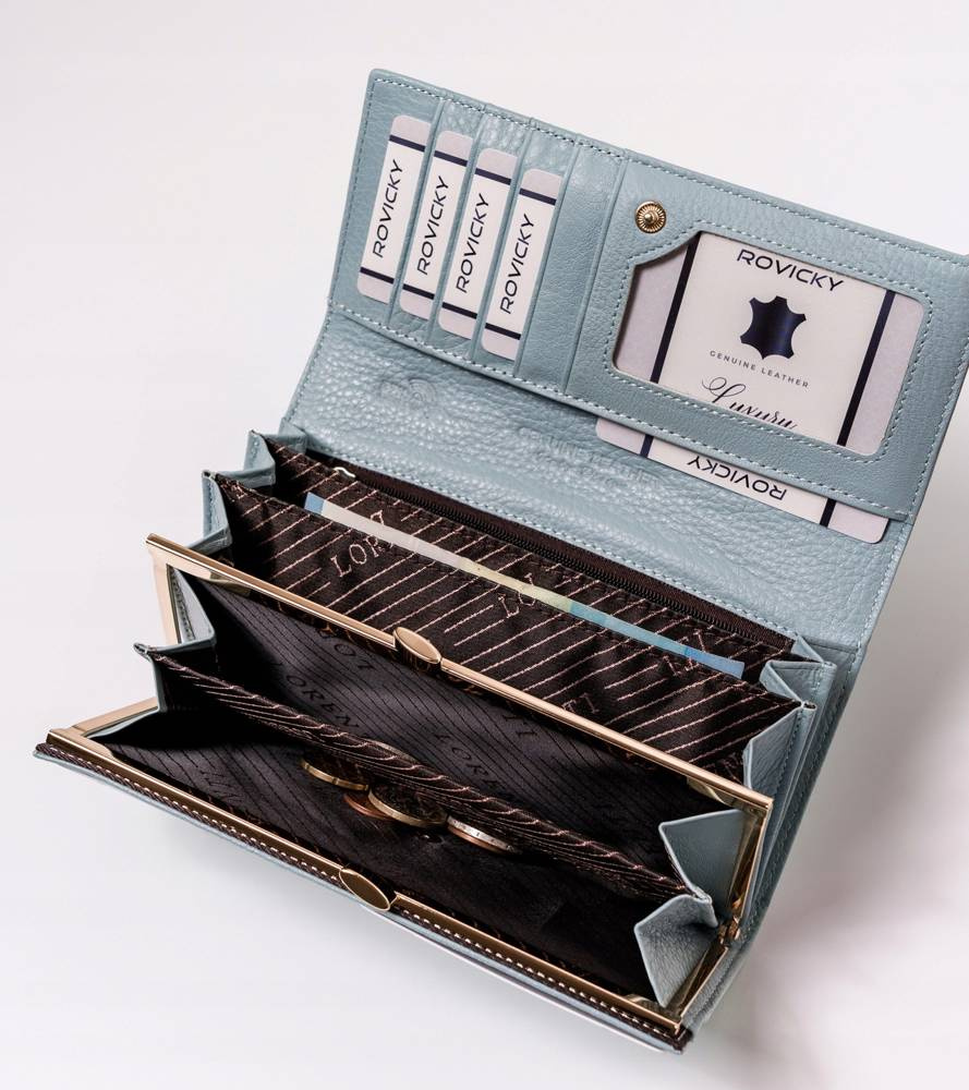 Lakierowany, duży portfel damski ze skóry naturalnej - Lorenti - obrazek 5