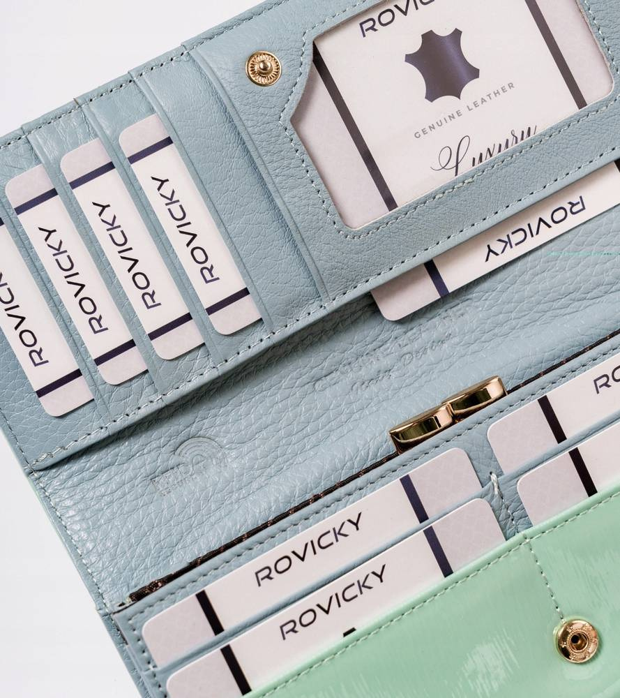 Lakierowany, duży portfel damski ze skóry naturalnej - Lorenti - obrazek 6