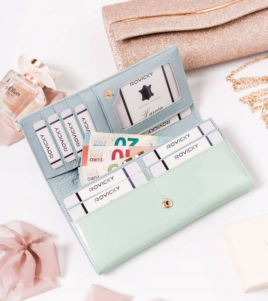 Lakierowany, duży portfel damski ze skóry naturalnej - Lorenti - obrazek 9