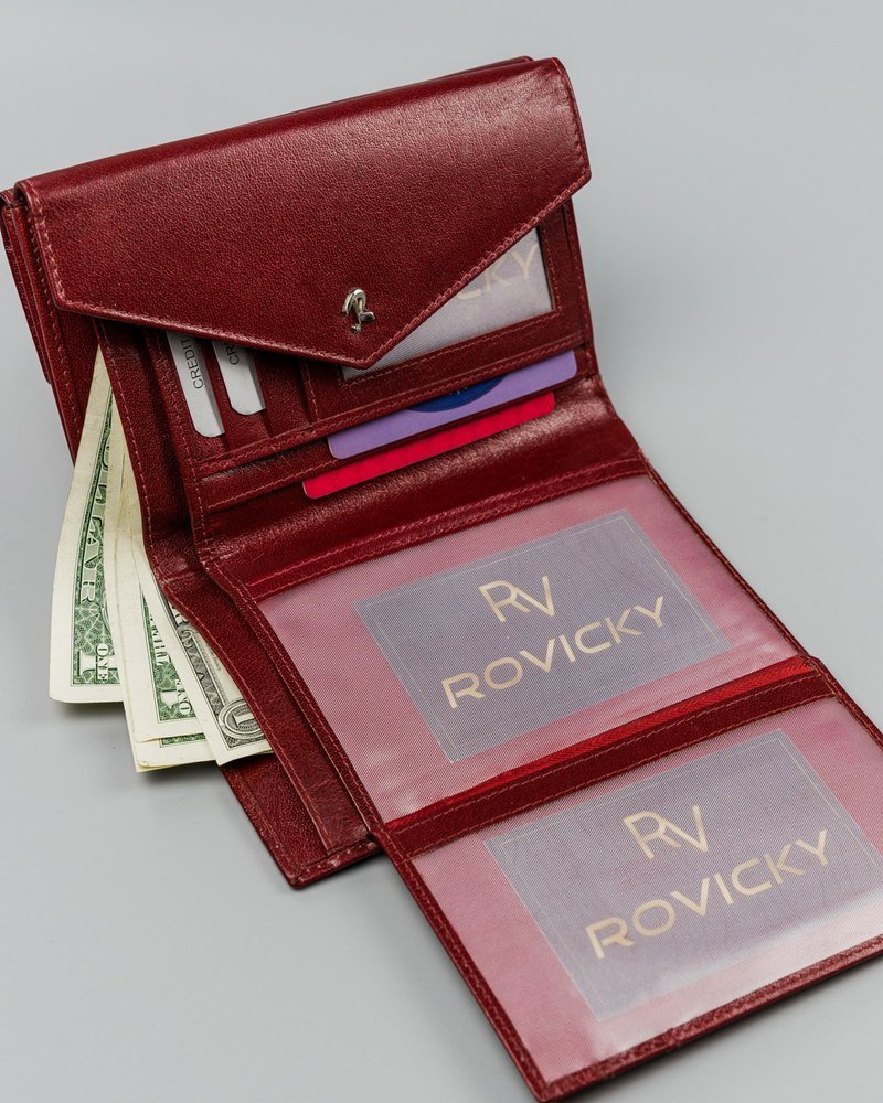 Skórzany portfel damski na zatrzask - Rovicky - obrazek 11