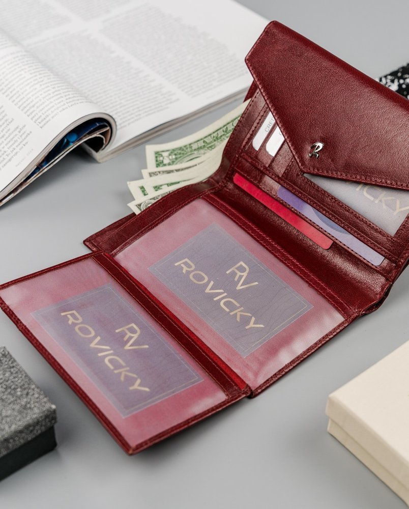 Skórzany portfel damski na zatrzask - Rovicky - obrazek 7